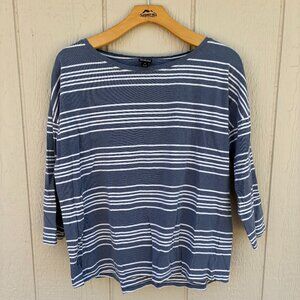 Patagonia Shallow Seas 3/4 Sleeve Top Women's M Lightning Stripe Dolomite Blue